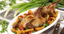 Perdiz asada con verduras